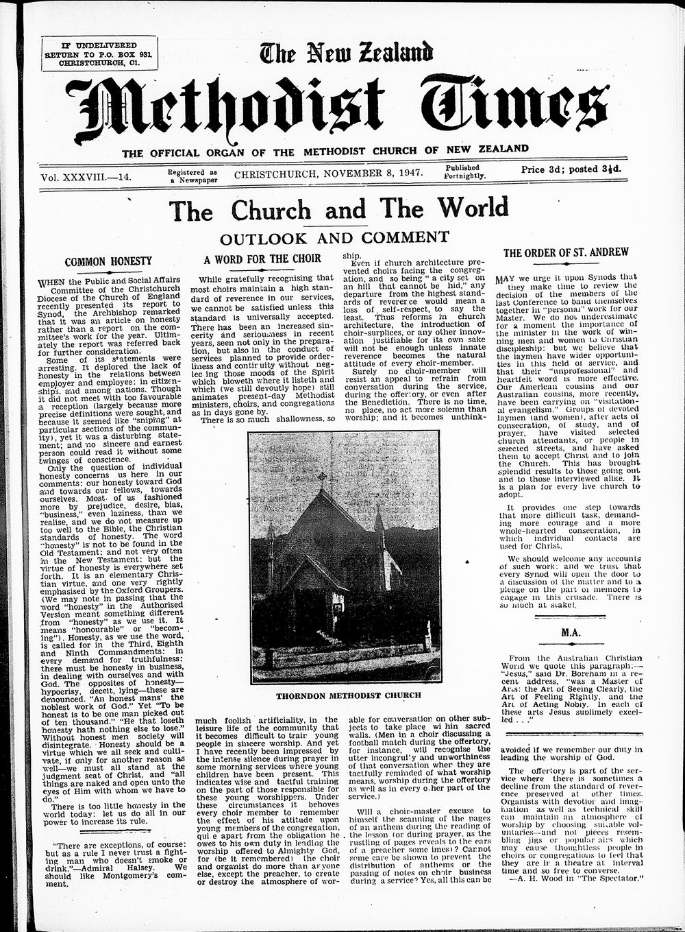 The New Zealand Methodist Times: 8th November 1947