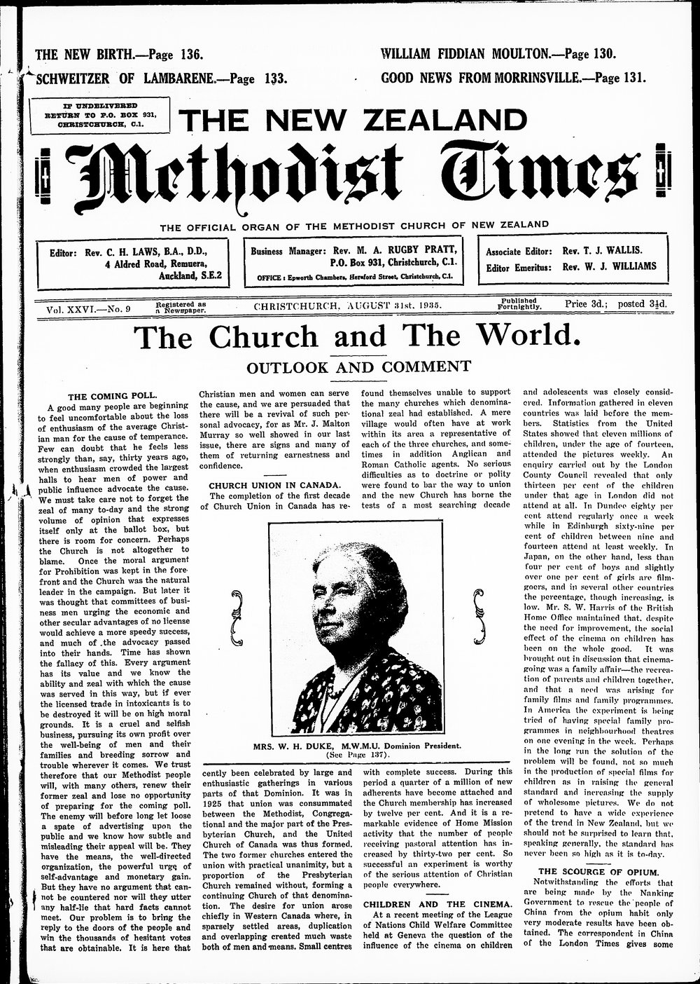 The New Zealand Methodist Times: 31st August 1935