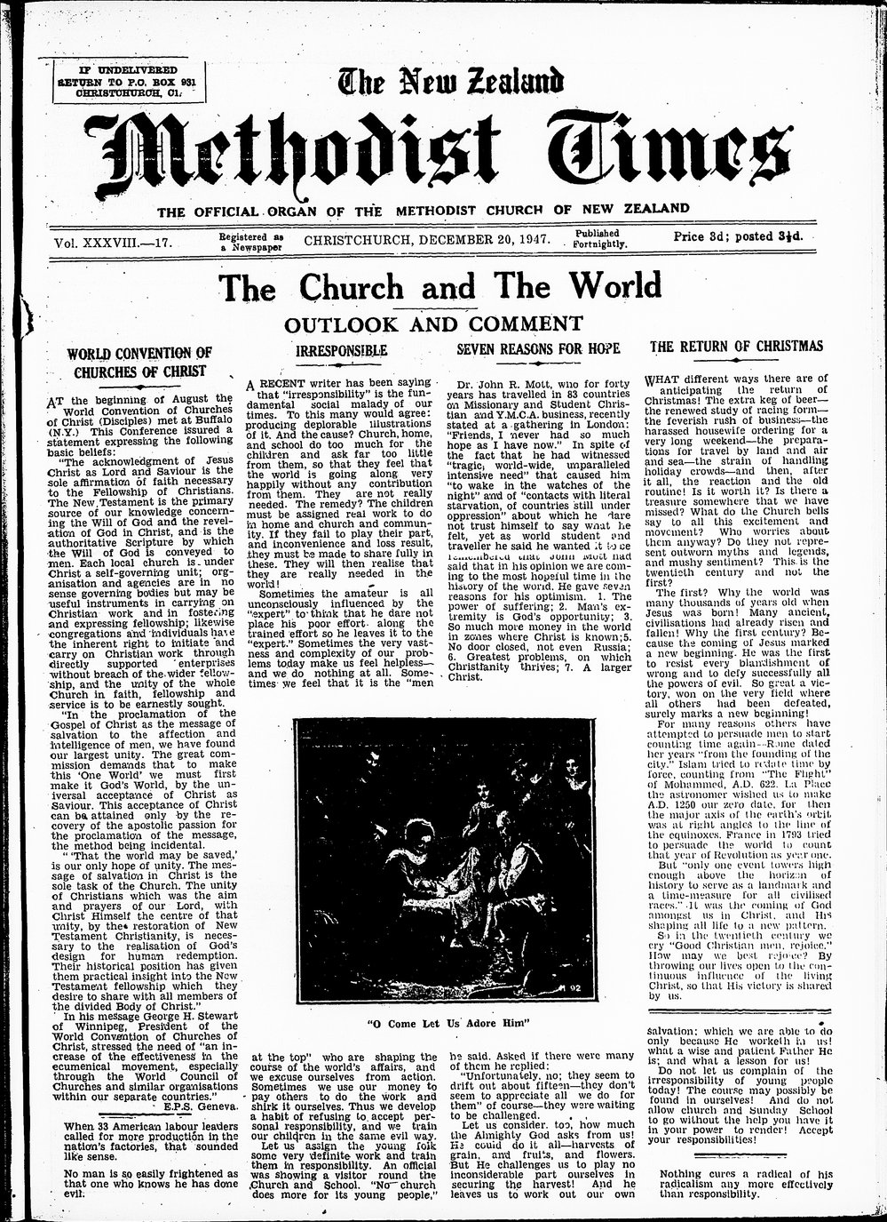 The New Zealand Methodist Times: 20th December 1947