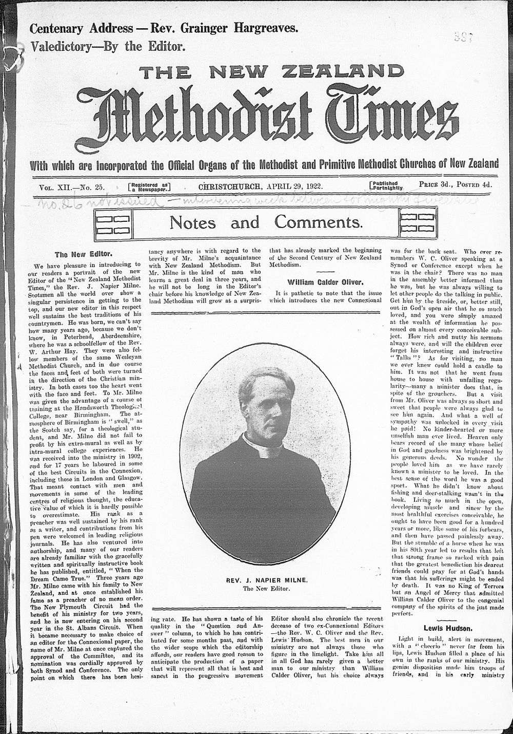 The New Zealand Methodist Times: 29th April 1922