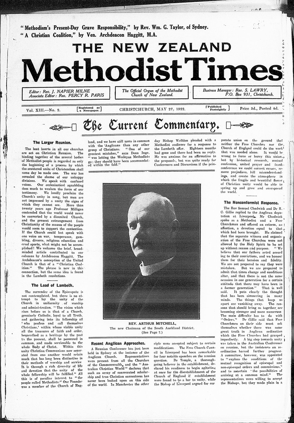 The New Zealand Methodist Times: 27th May 1922