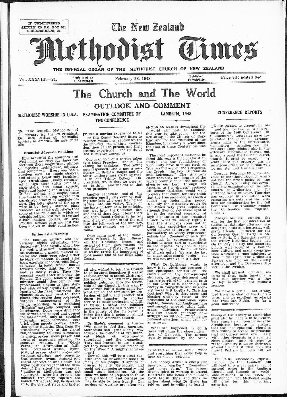 The New Zealand Methodist Times: 28th February 1948