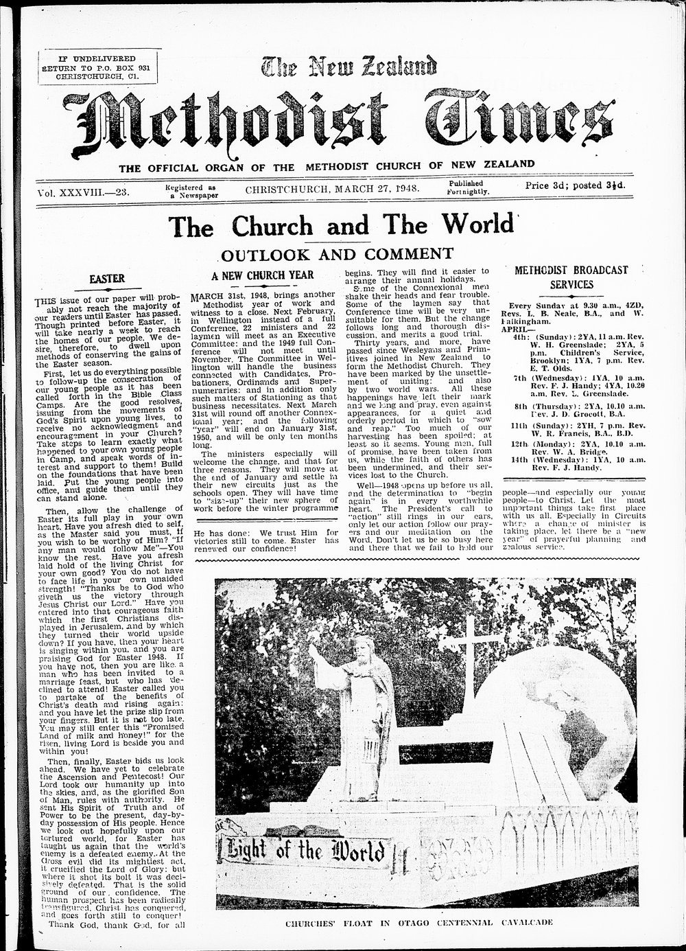 The New Zealand Methodist Times: 27th March 1948
