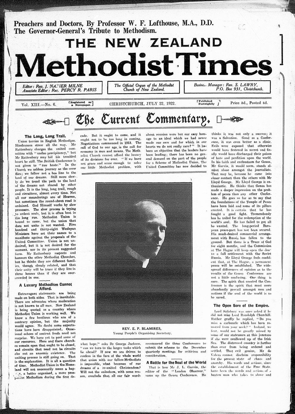 The New Zealand Methodist Times: 22nd July 1922