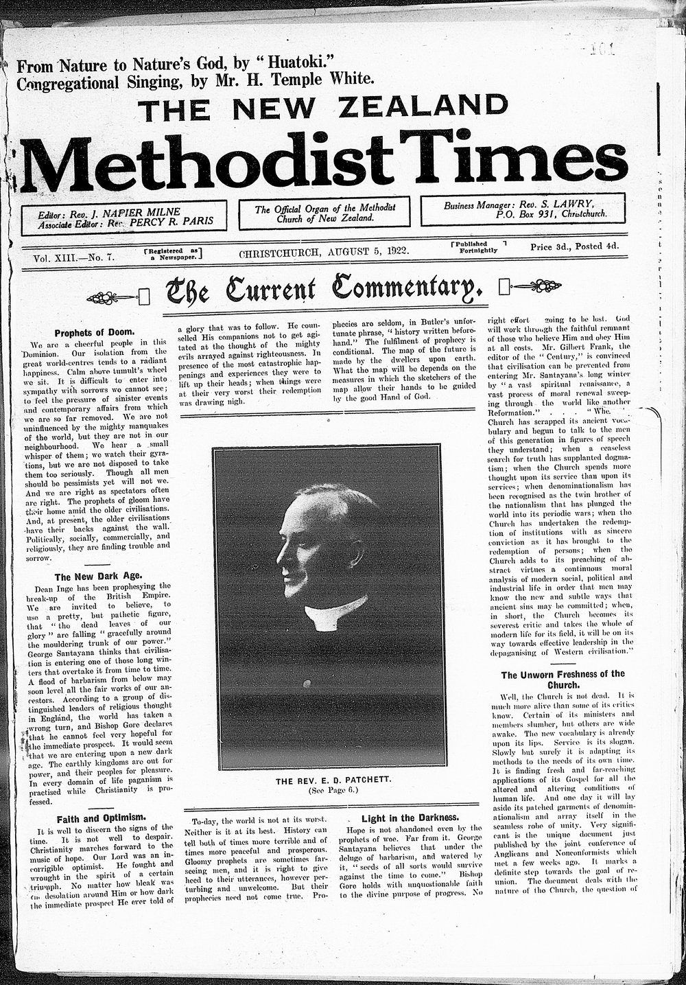 The New Zealand Methodist Times: 5th August 1922