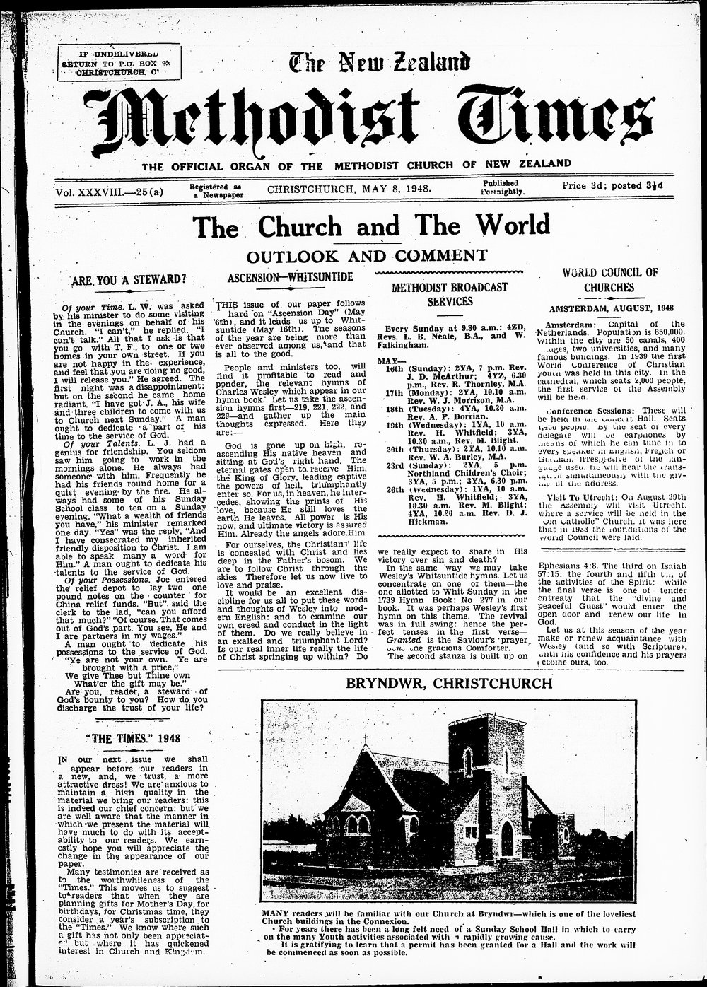 The New Zealand Methodist Times: 8th May 1948