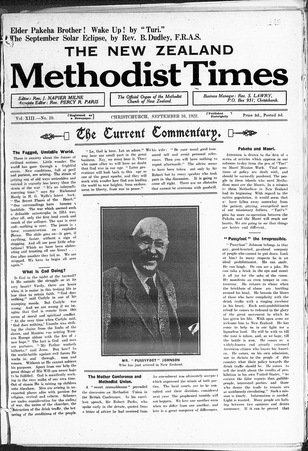 The New Zealand Methodist Times: 16th September 1922