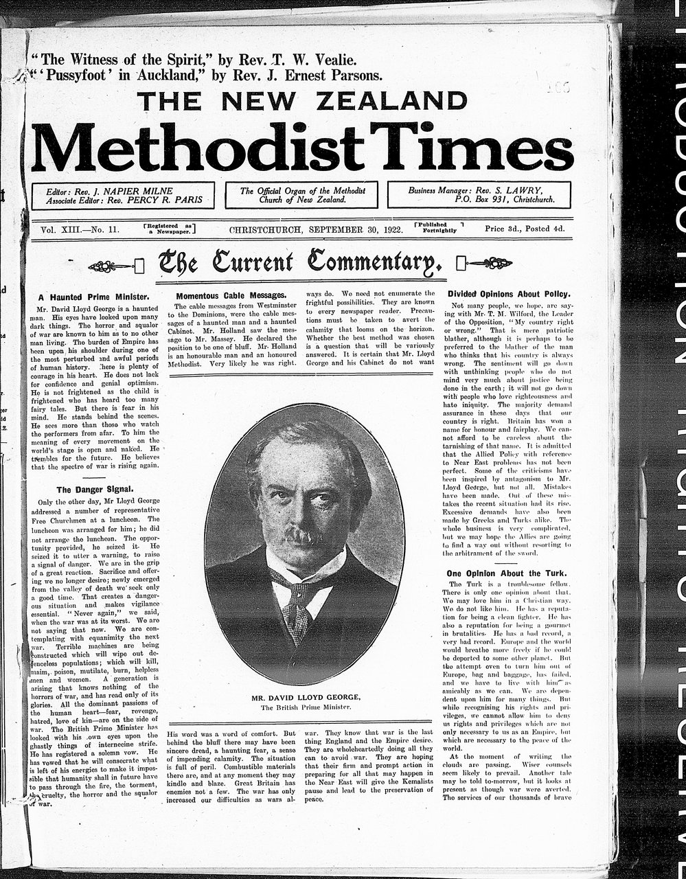 The New Zealand Methodist Times: 30th September 1922
