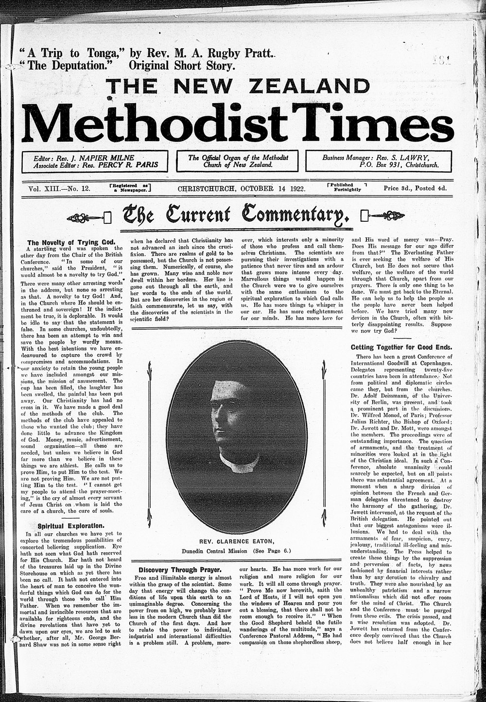 The New Zealand Methodist Times: 14th October 1922