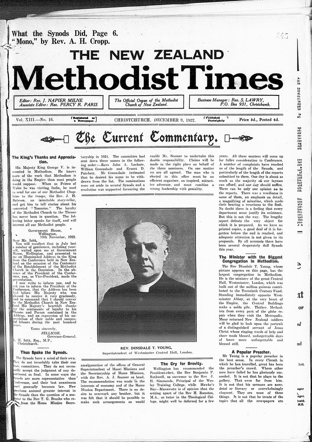 The New Zealand Methodist Times: 9th December 1922
