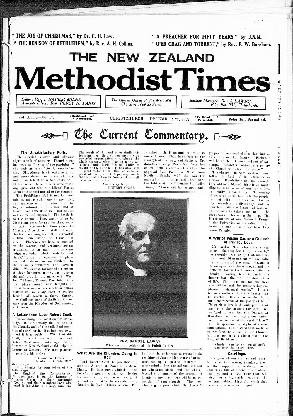 The New Zealand Methodist Times: 23rd December 1922
