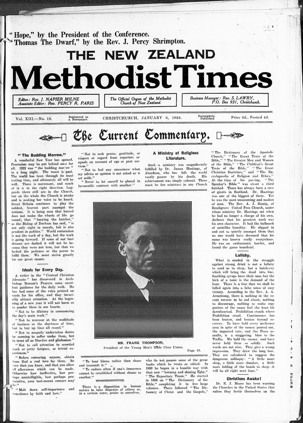 The New Zealand Methodist Times: 6th January 1923