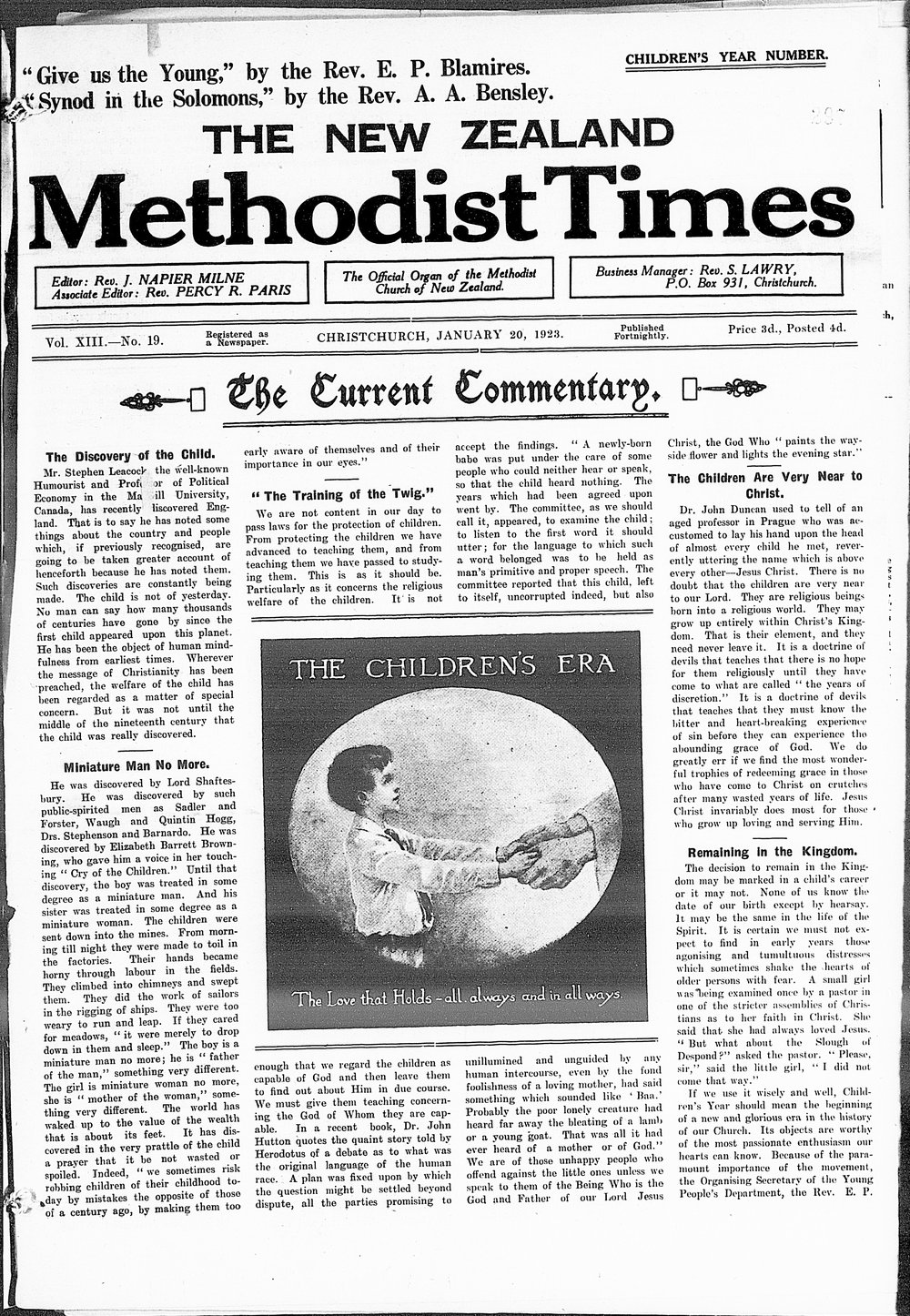 The New Zealand Methodist Times: 20th January 1923