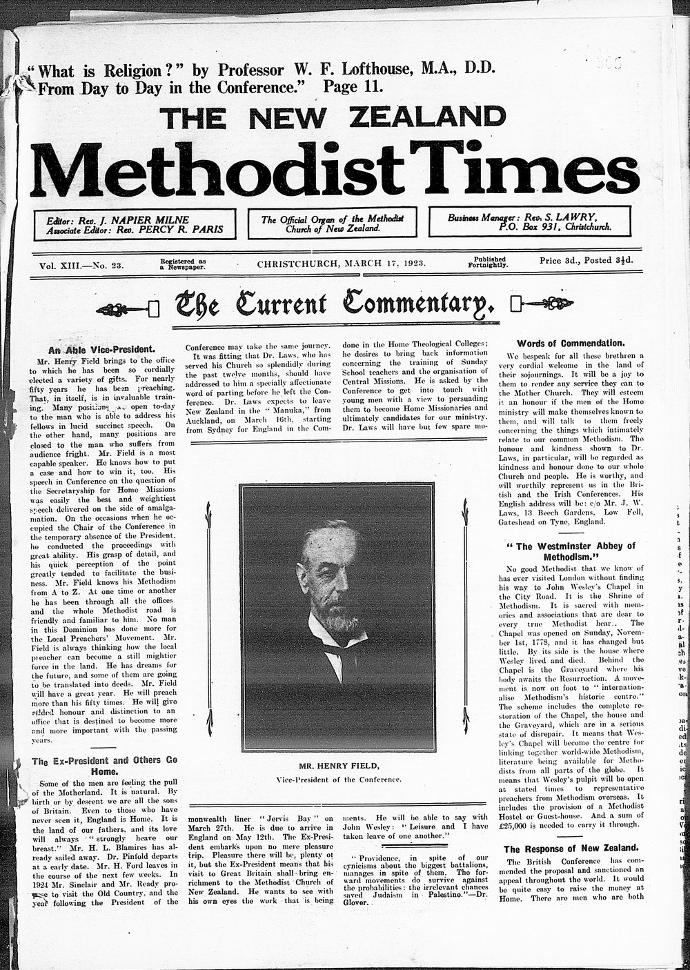 The New Zealand Methodist Times: 17th March 1923