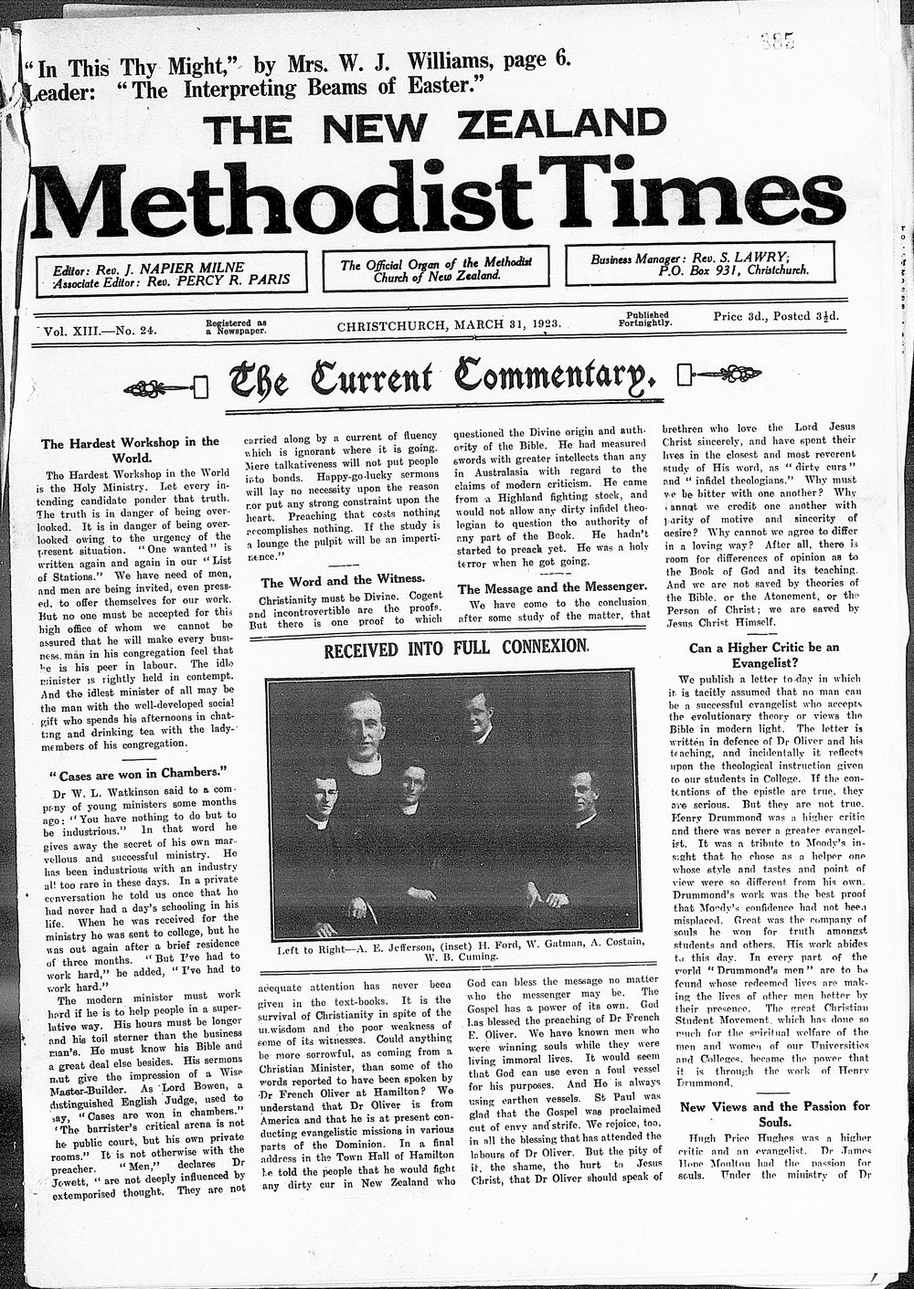 The New Zealand Methodist Times: 31st March 1923
