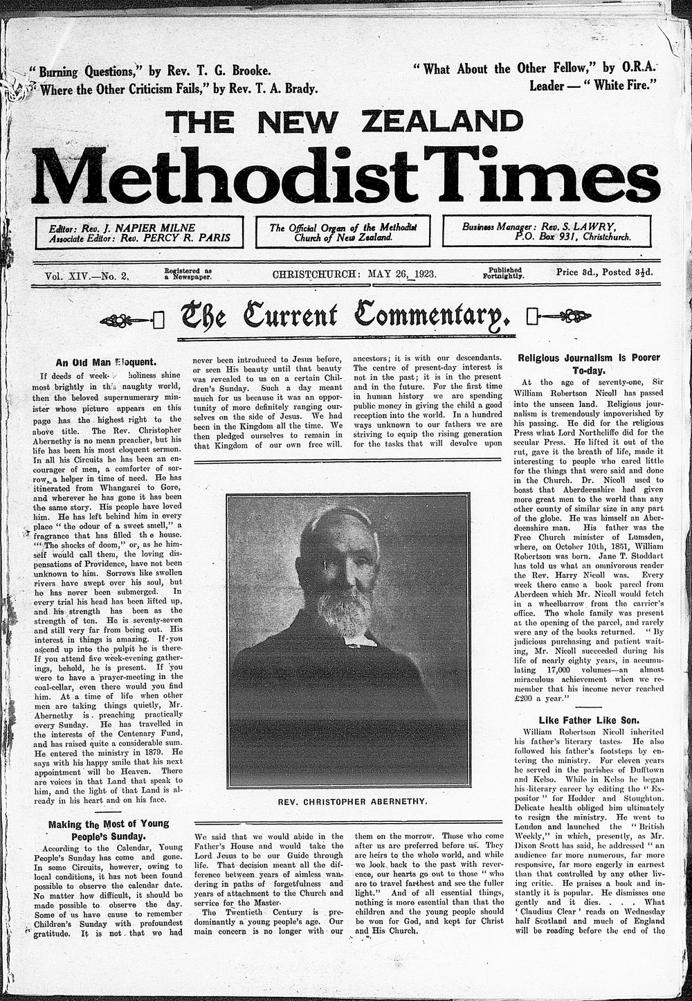 The New Zealand Methodist Times: 26th May 1923