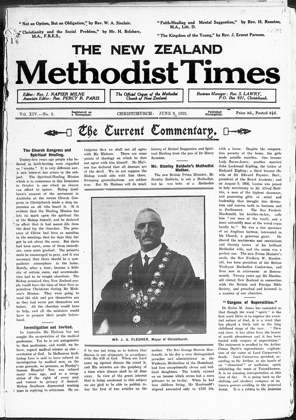 The New Zealand Methodist Times: 9th June 1923