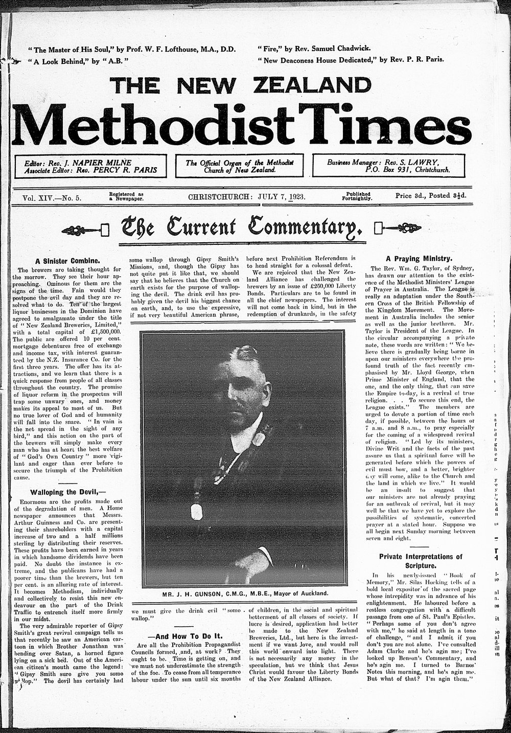 The New Zealand Methodist Times: 7th July 1923