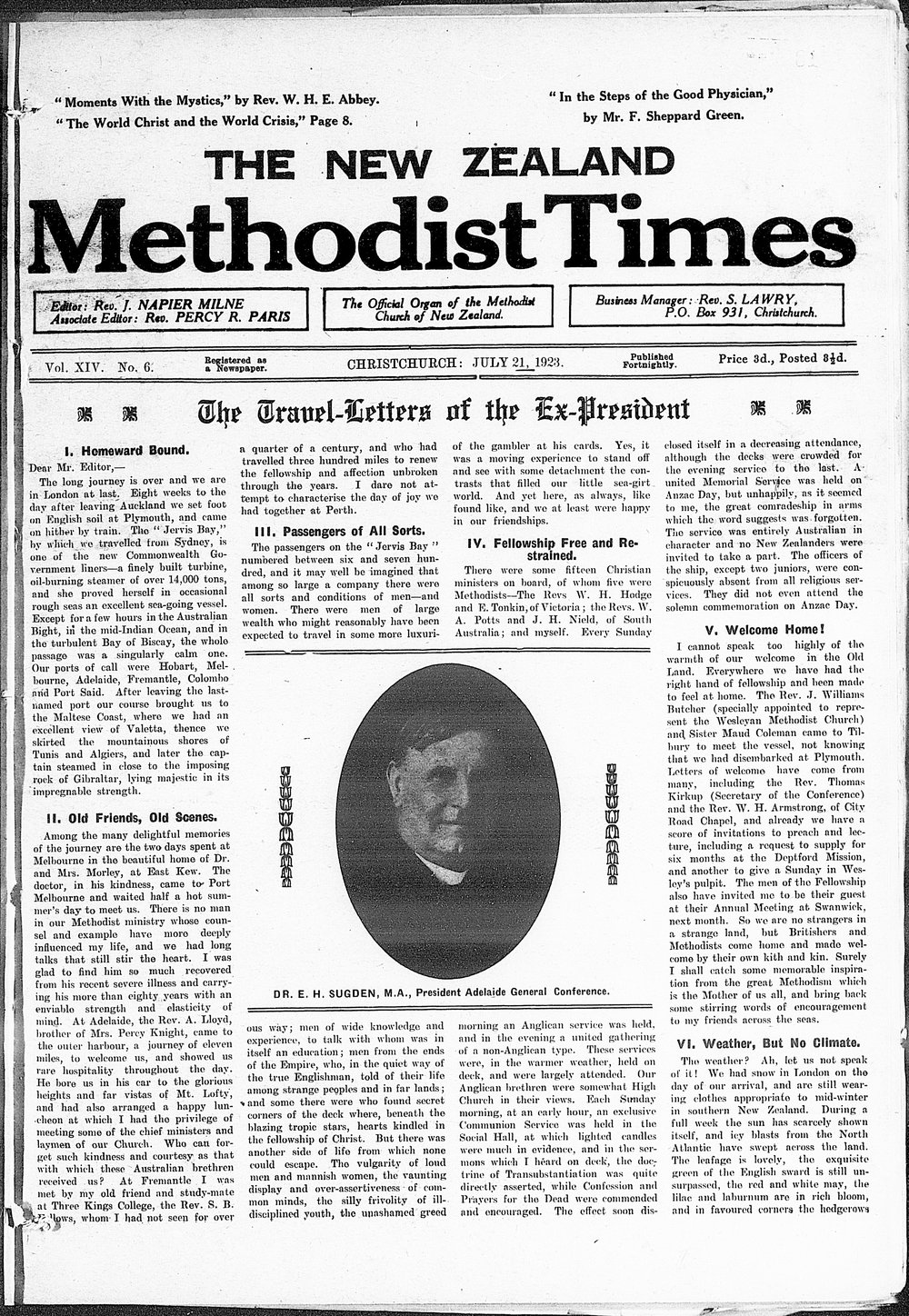 The New Zealand Methodist Times: 21st July 1923