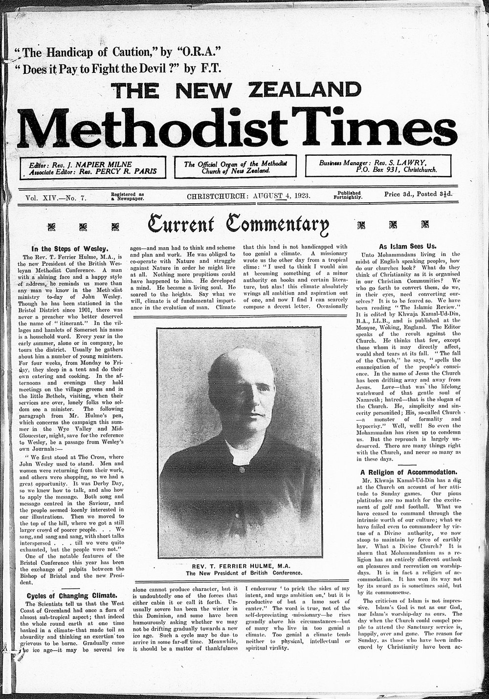 The New Zealand Methodist Times: 4th August 1923