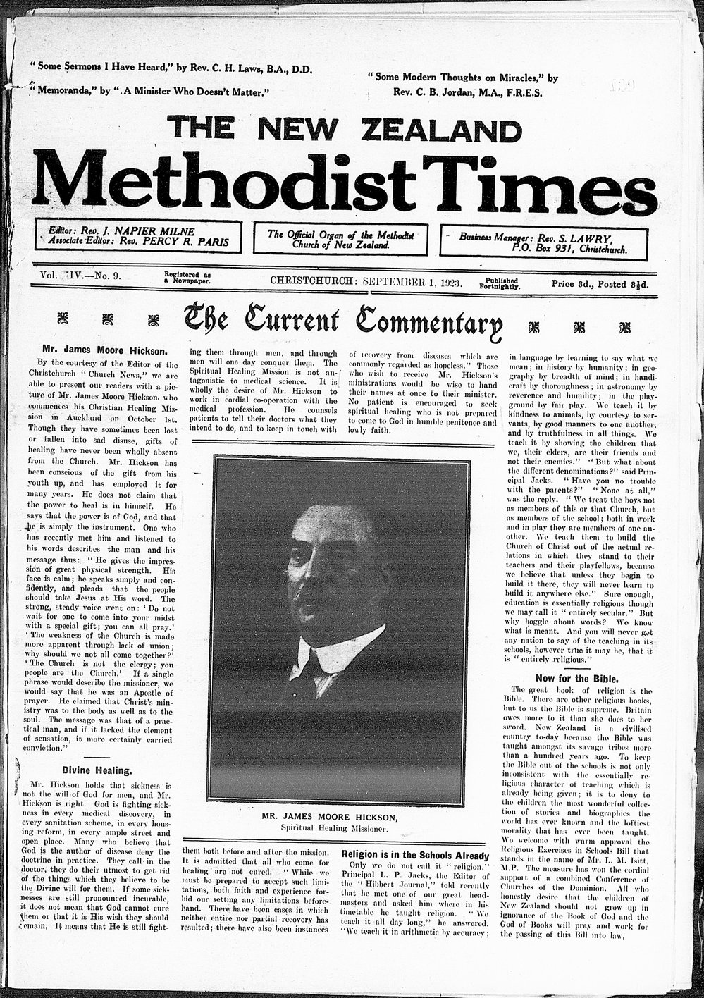 The New Zealand Methodist Times: 1st September 1923
