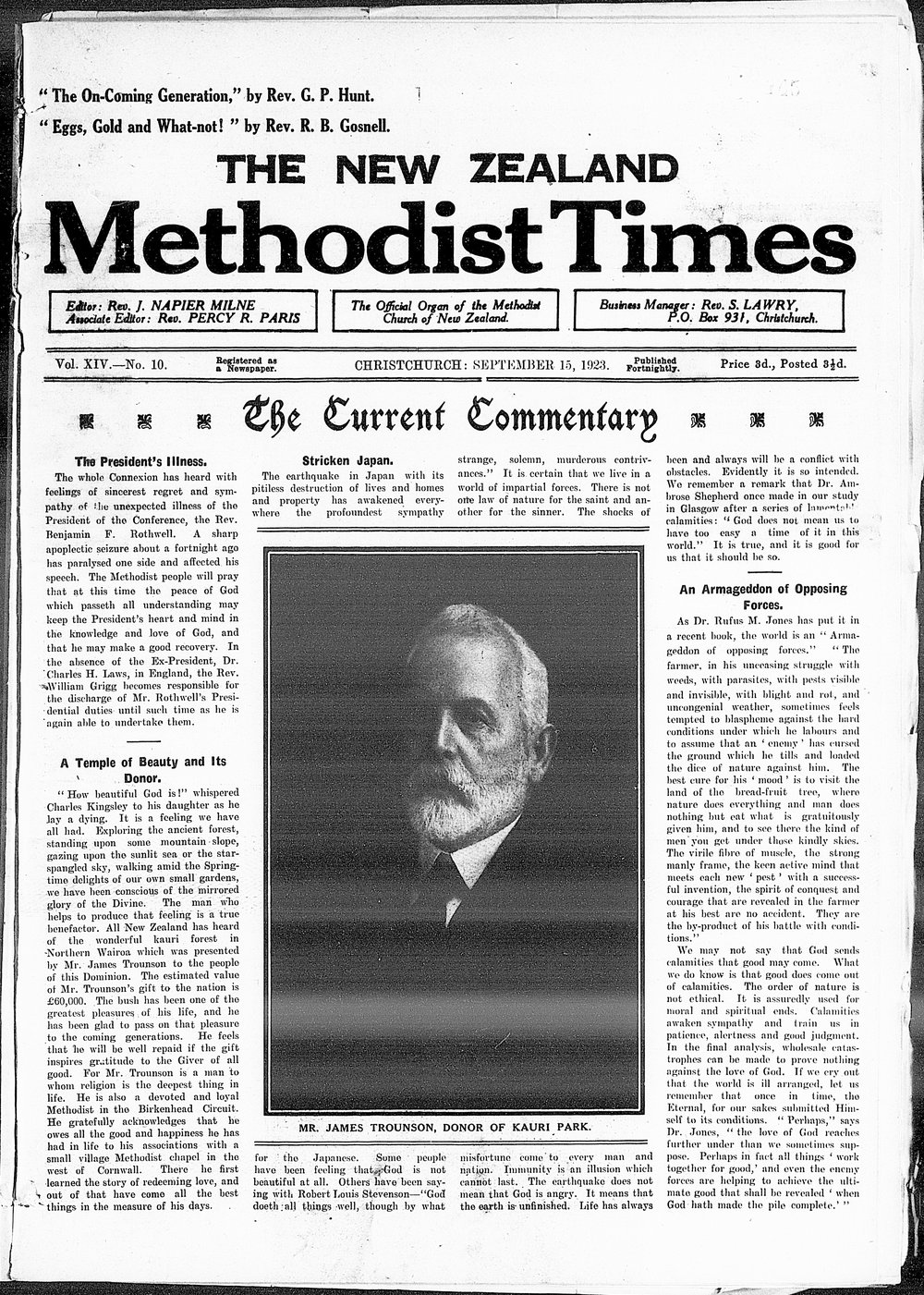 The New Zealand Methodist Times: 15th September 1923