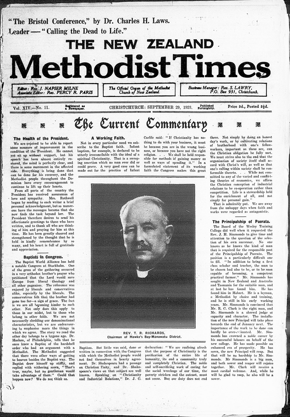 The New Zealand Methodist Times: 29th September 1923