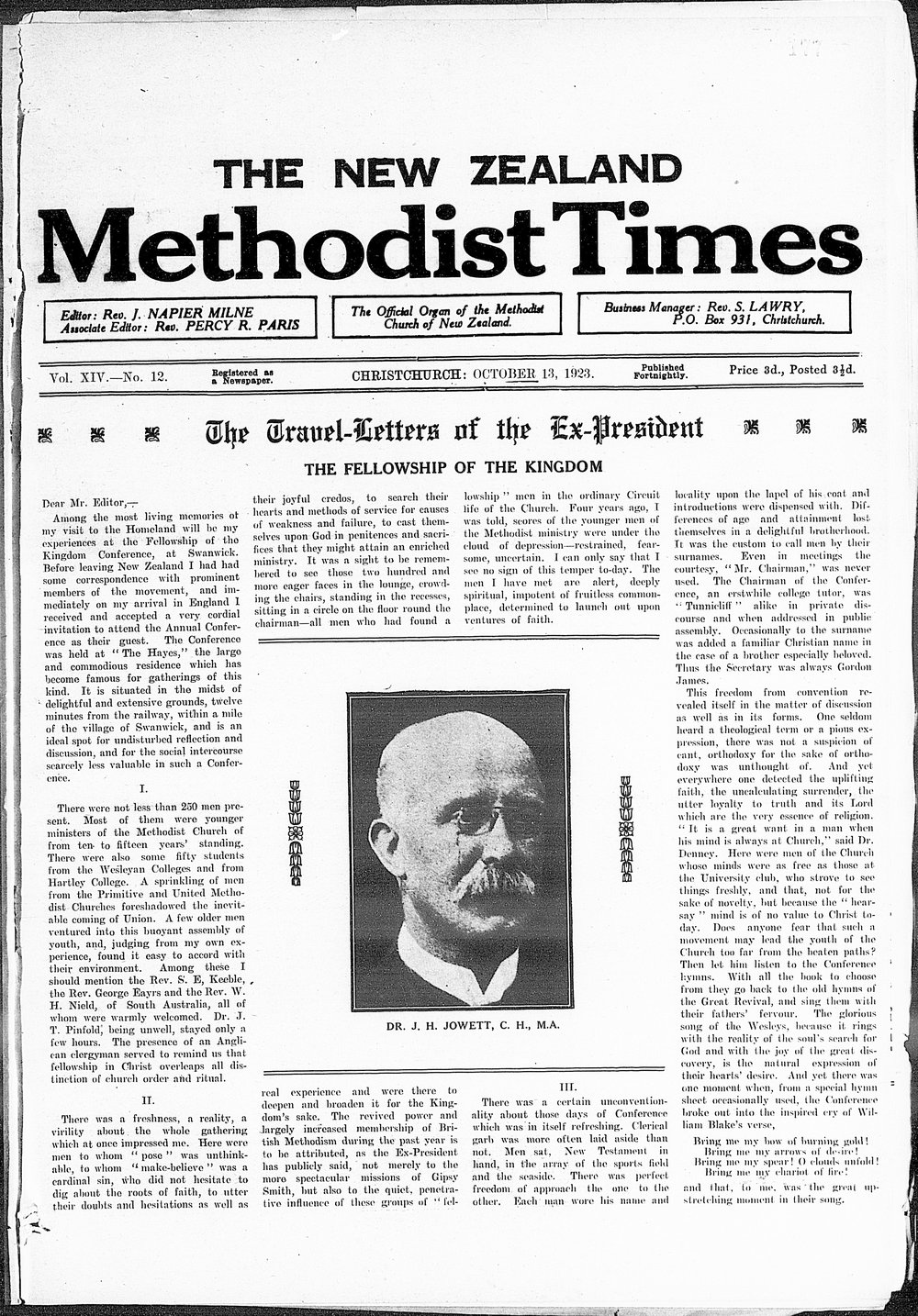 The New Zealand Methodist Times: 13th October 1923