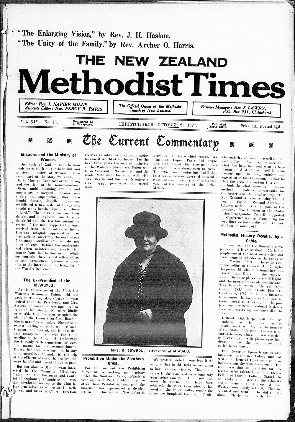 The New Zealand Methodist Times: 27th October 1923
