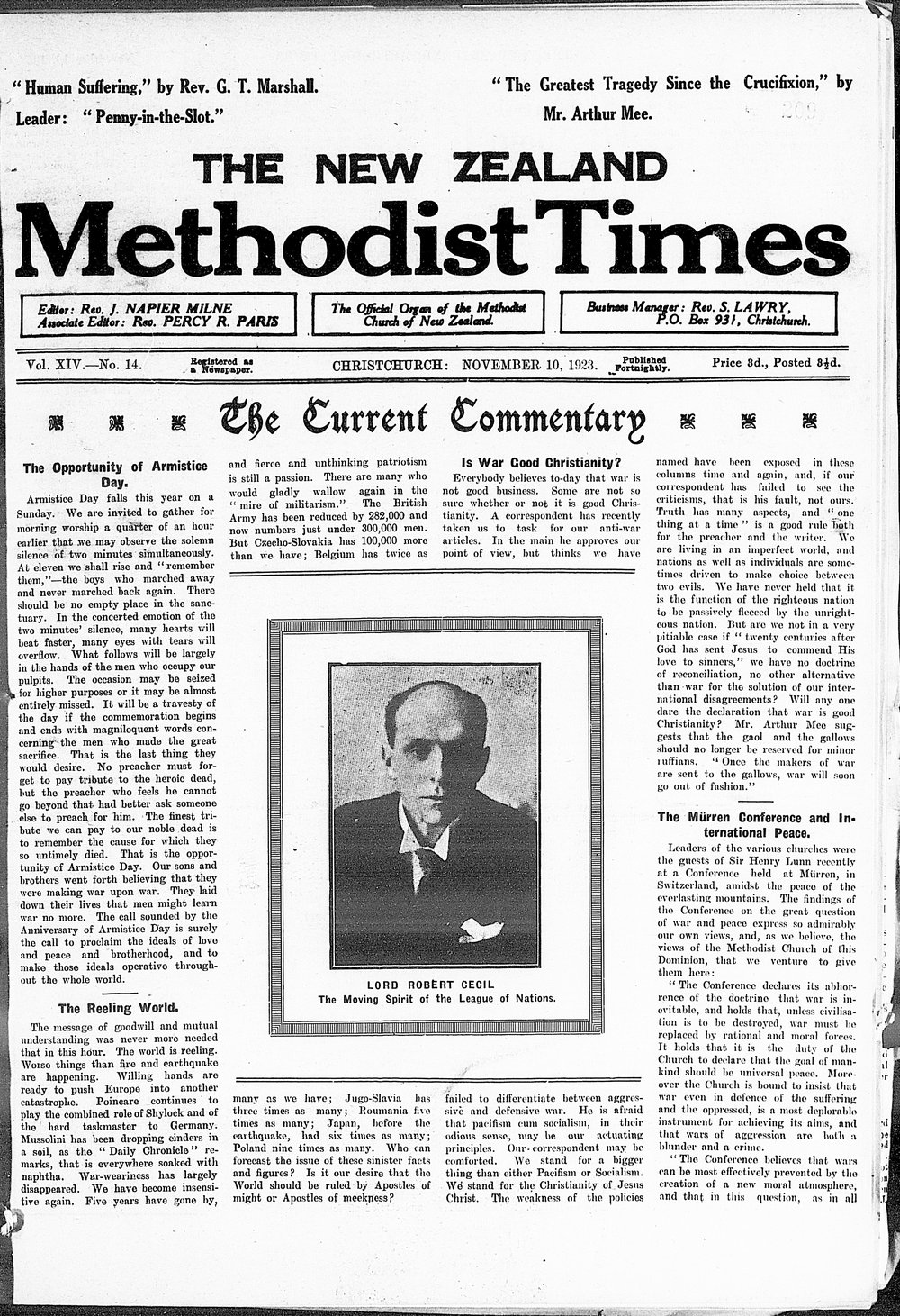 The New Zealand Methodist Times: 10th November 1923