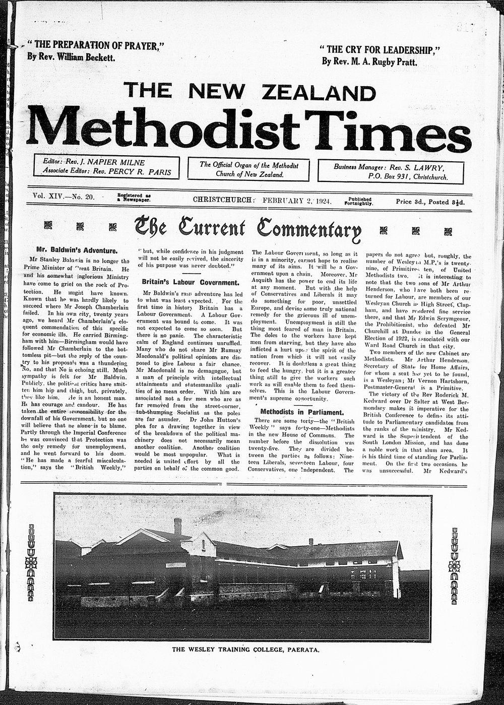The New Zealand Methodist Times: 2nd February 1924