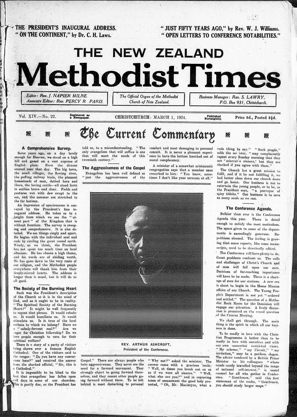The New Zealand Methodist Times: 1st March 1924
