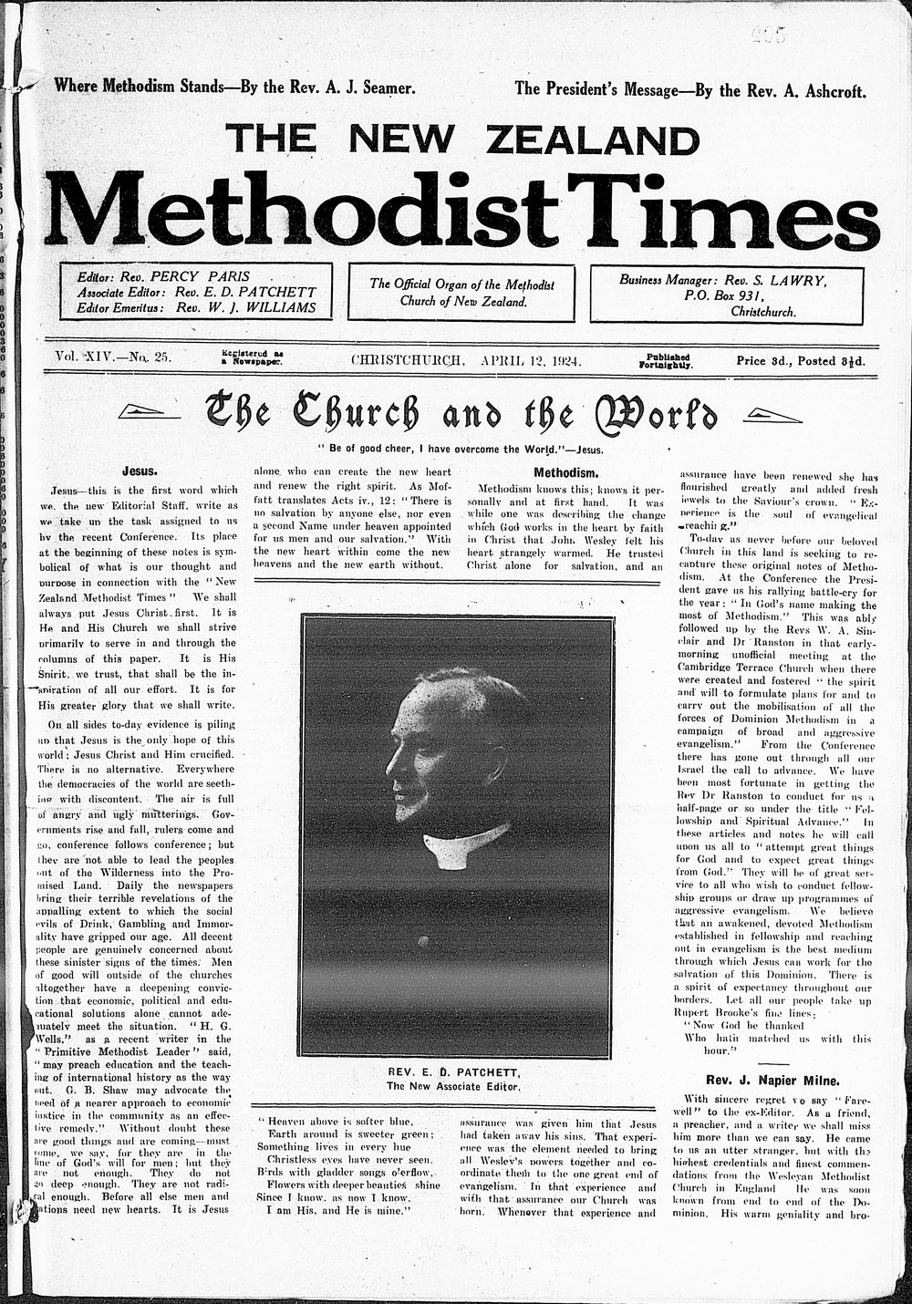 The New Zealand Methodist Times: 12th April 1924