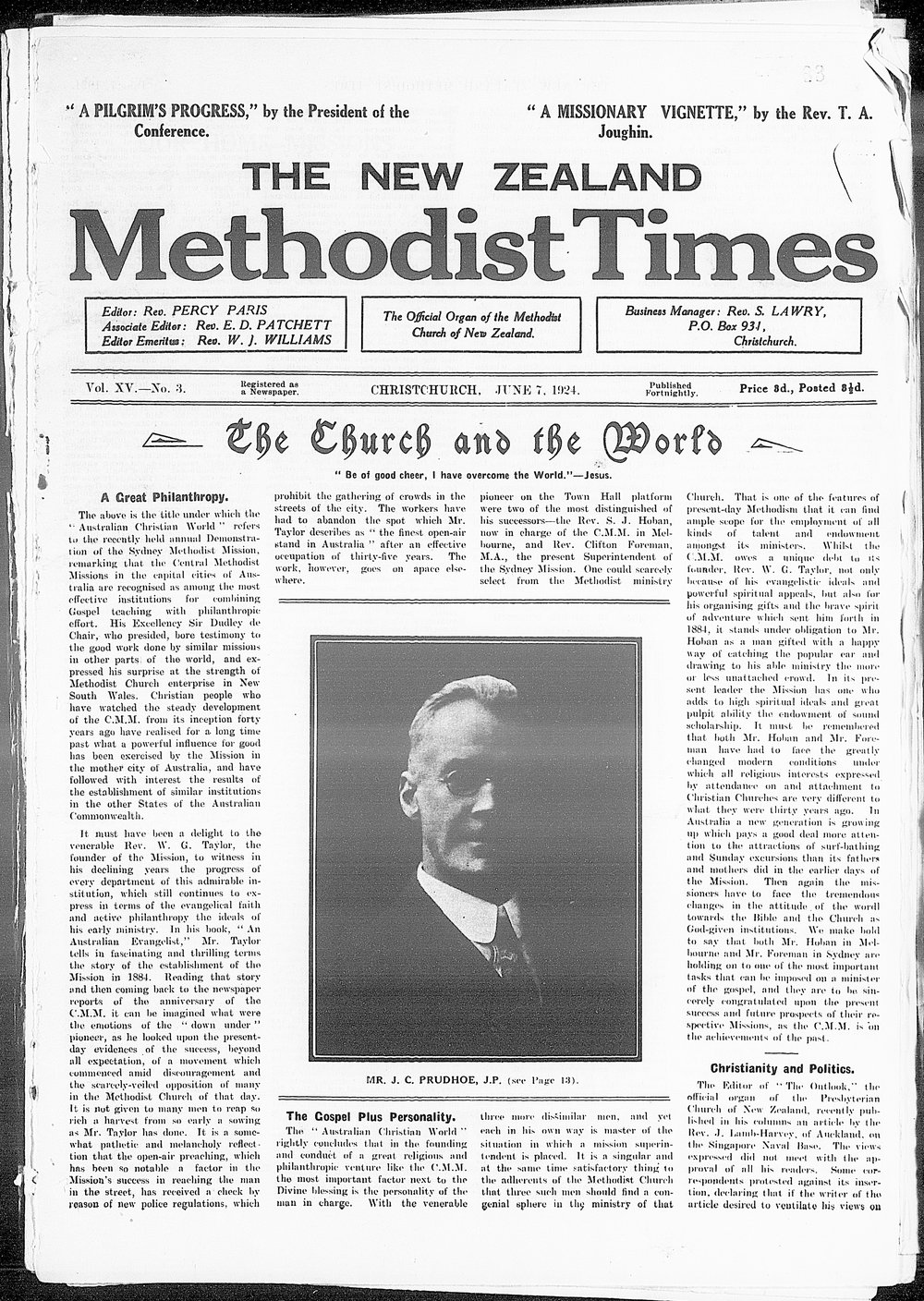 The New Zealand Methodist Times: 7th June 1924