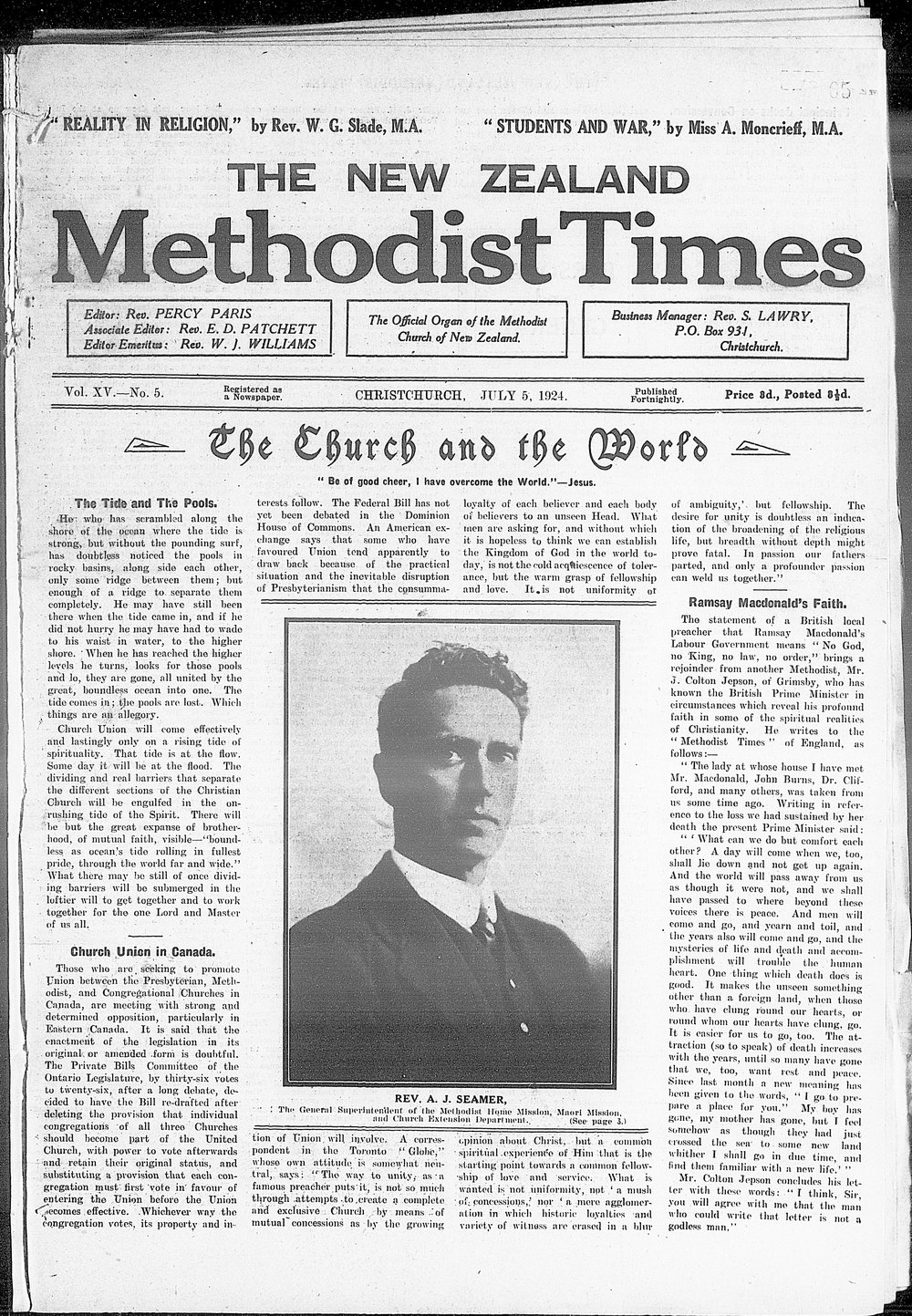 The New Zealand Methodist Times: 6th July 1924