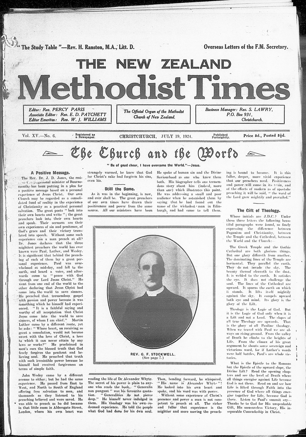 The New Zealand Methodist Times: 19th July 1924