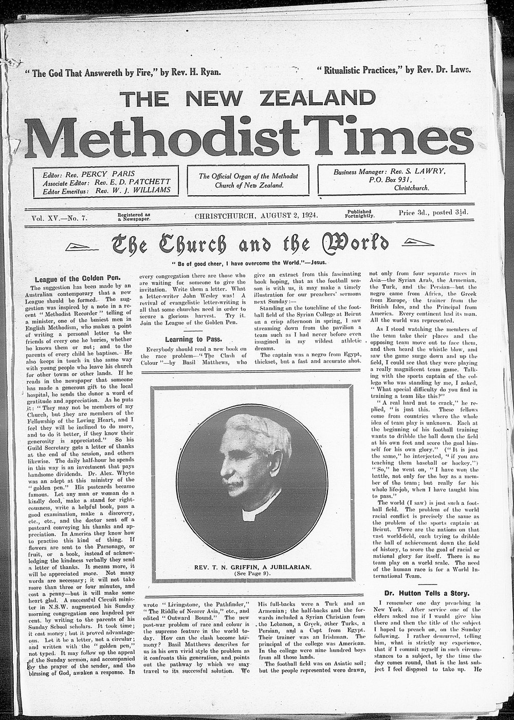 The New Zealand Methodist Times: 2nd August 1924