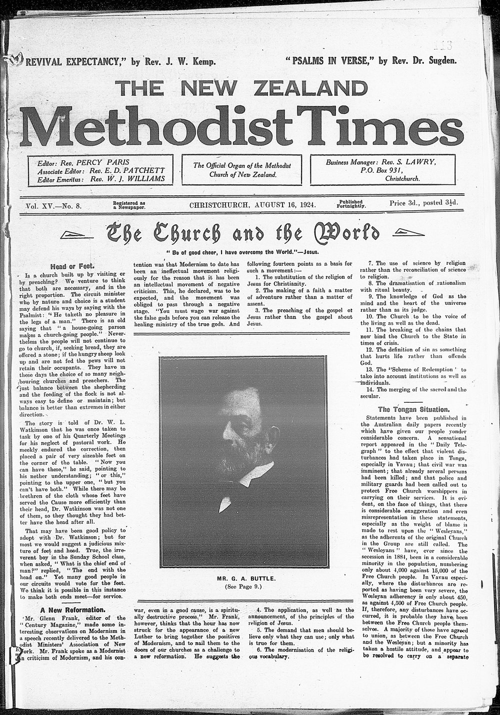 The New Zealand Methodist Times: 16th August 1924
