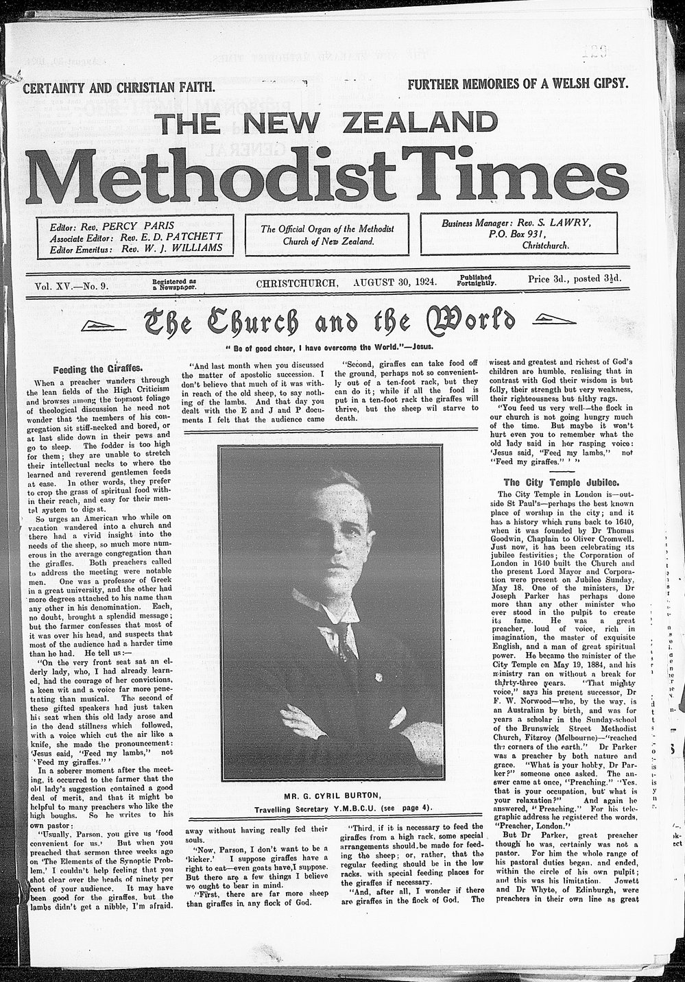 The New Zealand Methodist Times: 30th August 1924
