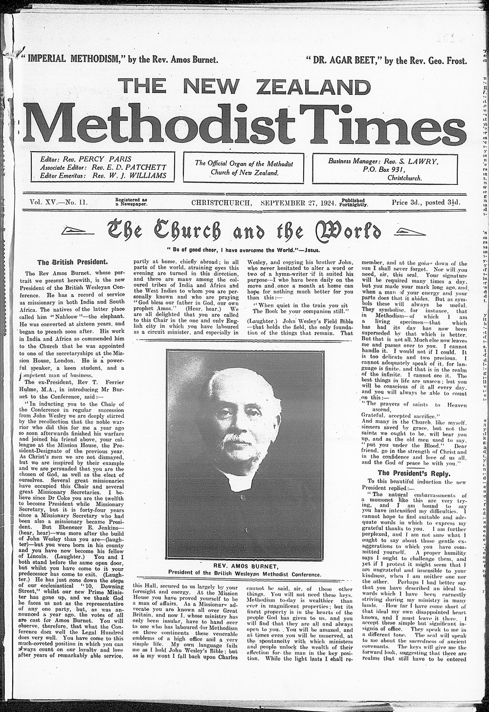 The New Zealand Methodist Times: 27th September 1924