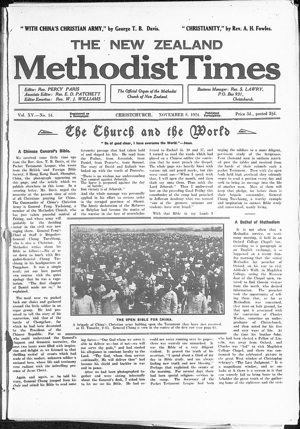 The New Zealand Methodist Times: 8th November 1924