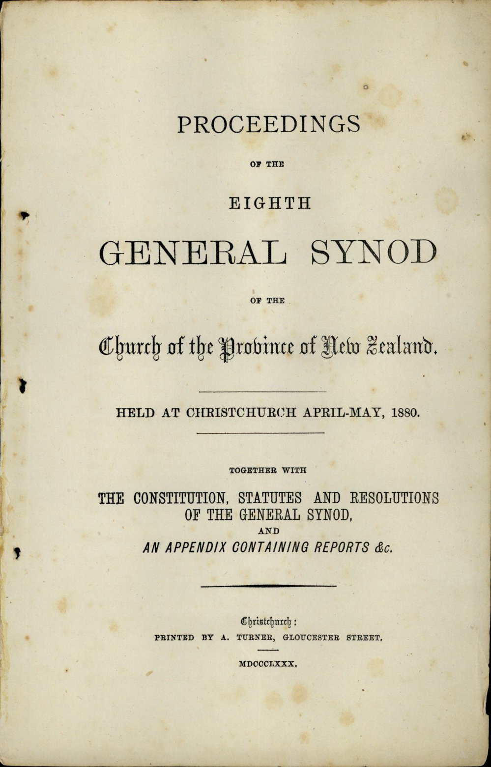 Proceedings of the General Synod:  8th General Synod, 1880