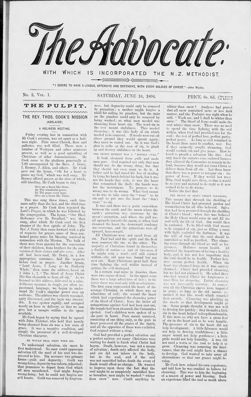 The Advocate: 16th June 1894