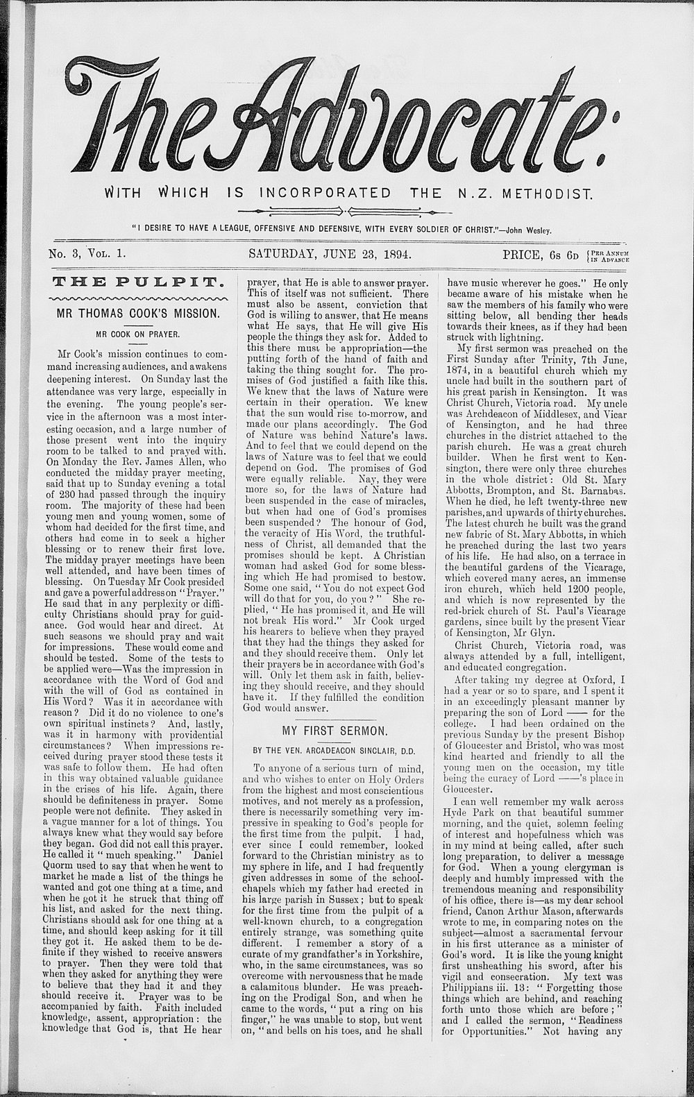 The Advocate: 23rd June 1894