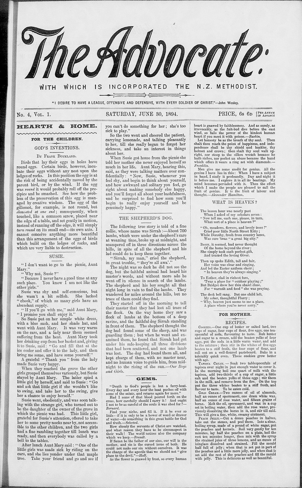 The Advocate: 30th June 1894