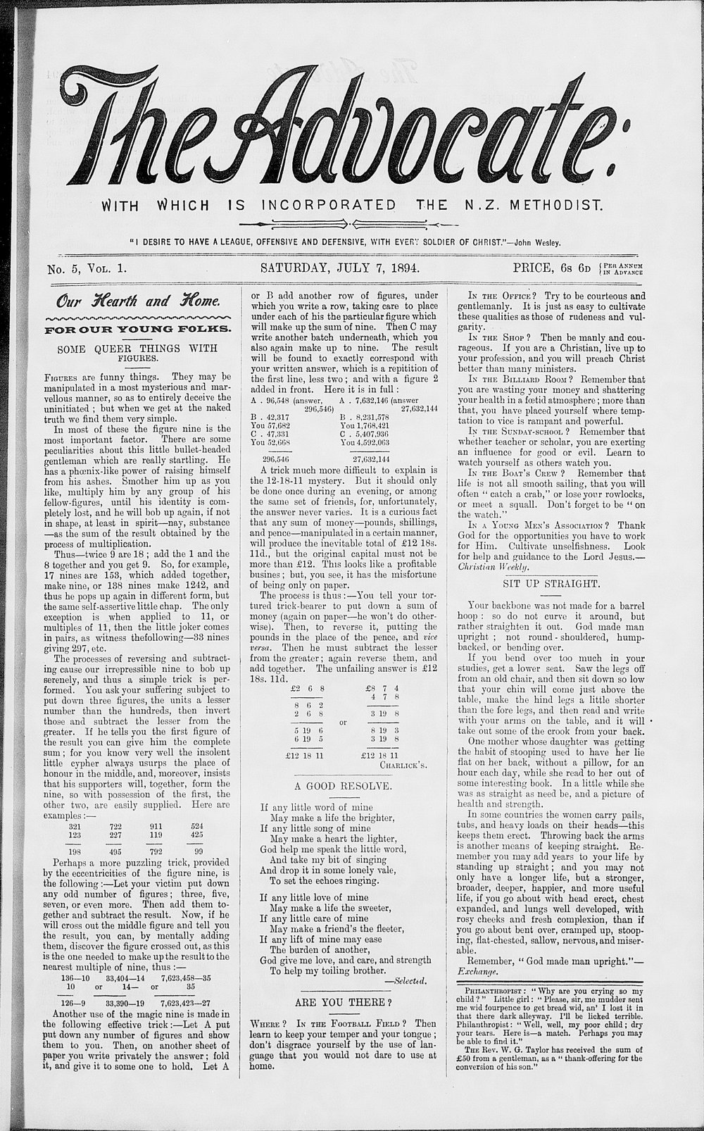 The Advocate: 7th July 1894