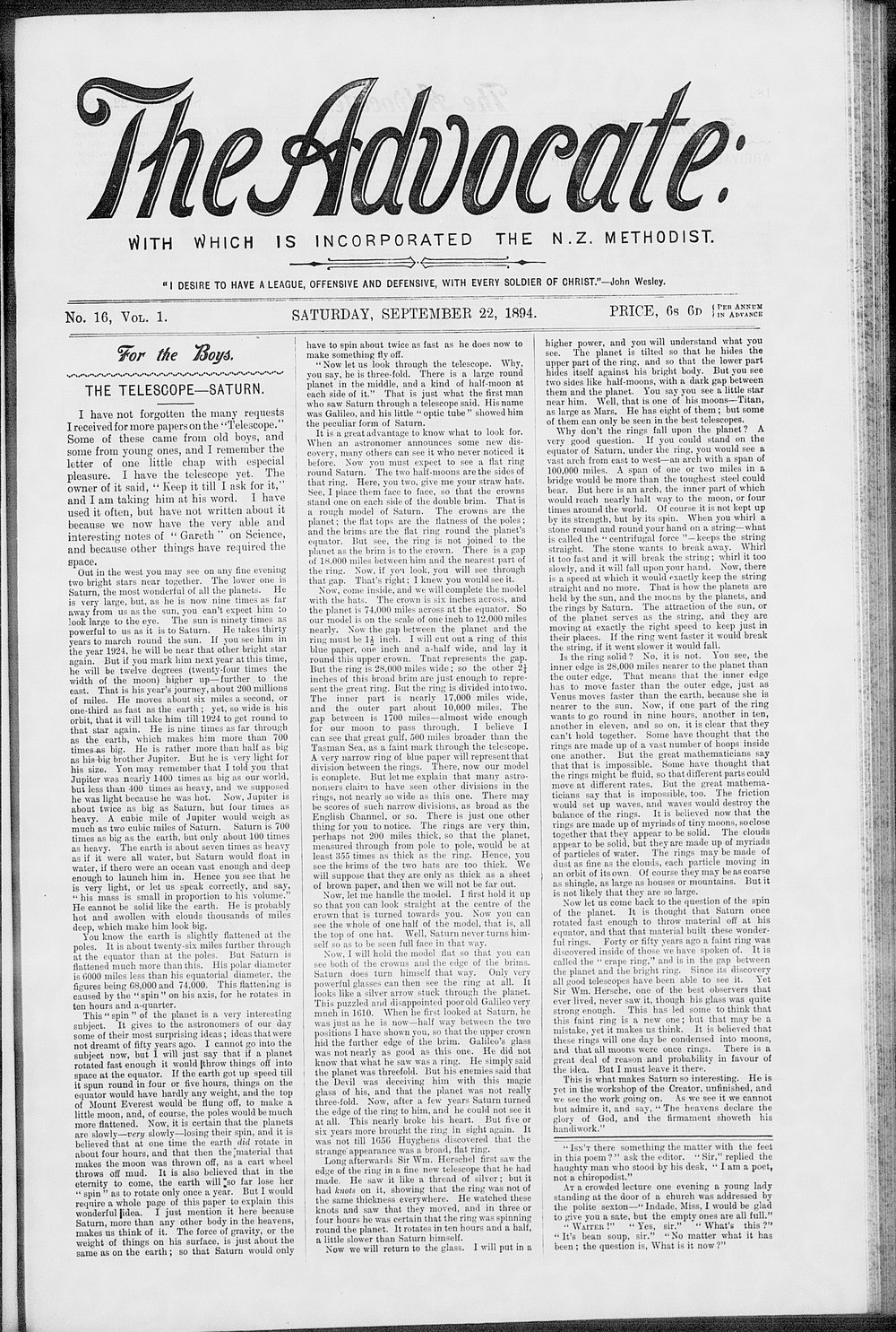 The Advocate: 22nd September 1894
