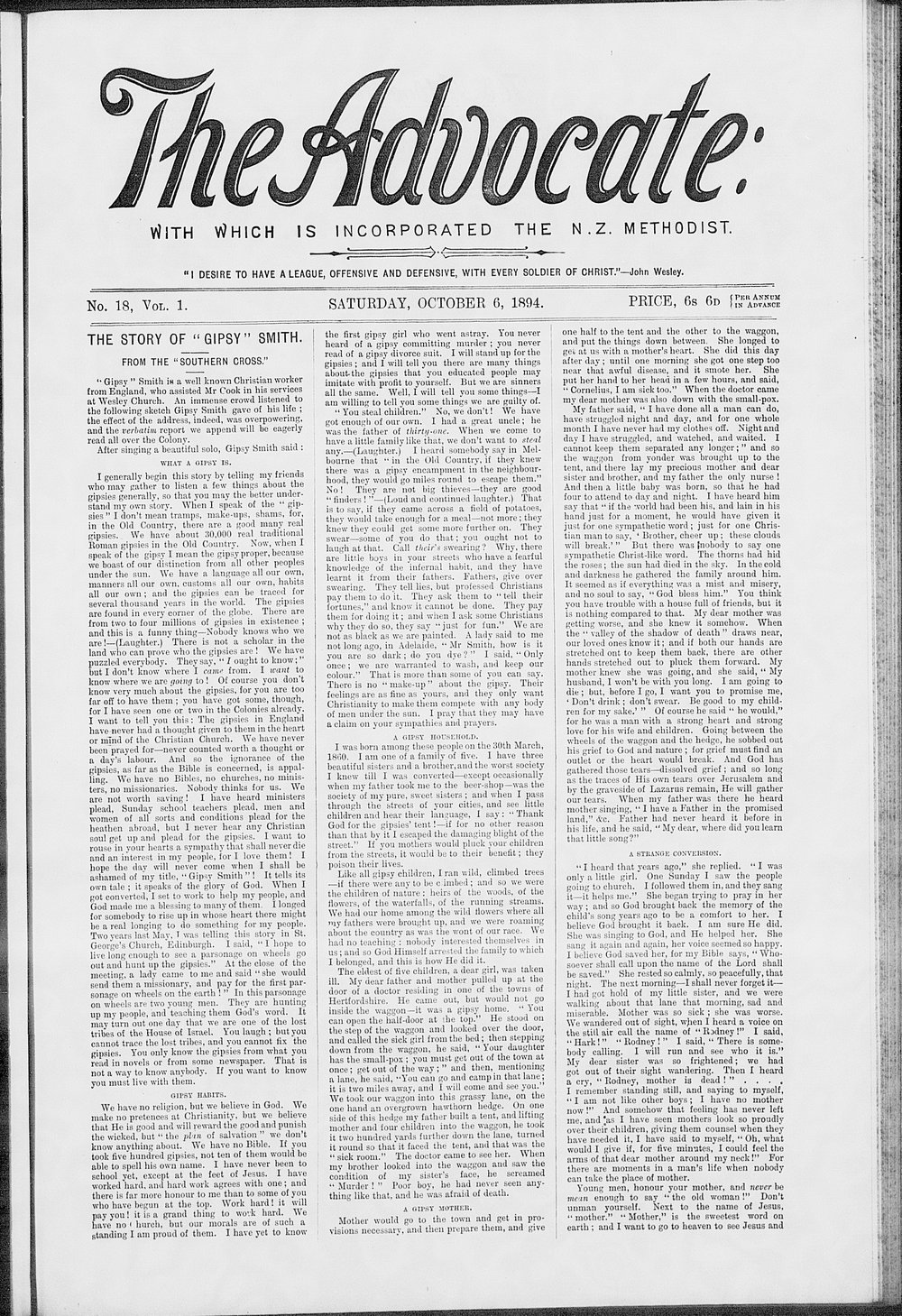 The Advocate: 6th October 1894