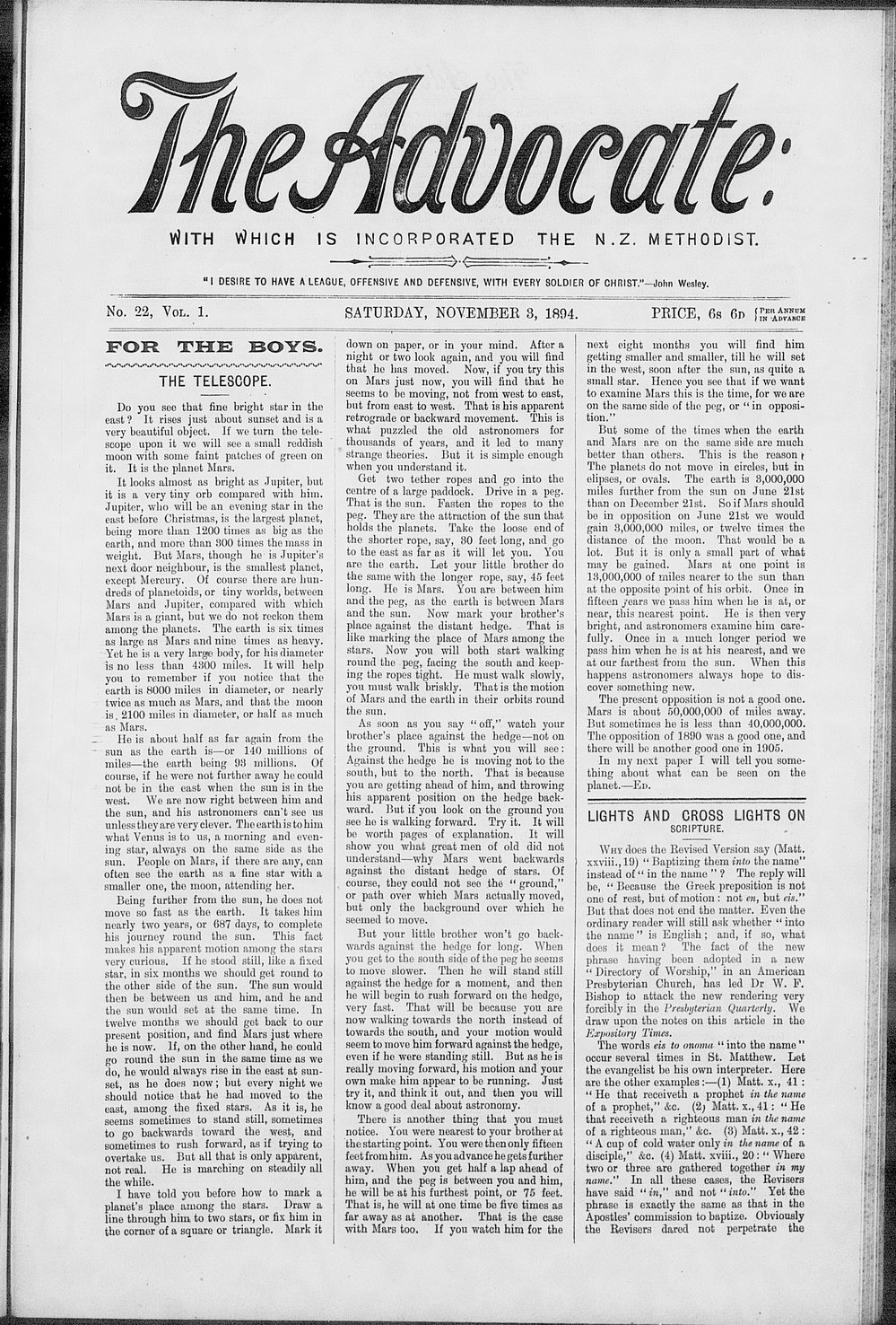 The Advocate: 3rd November 1894