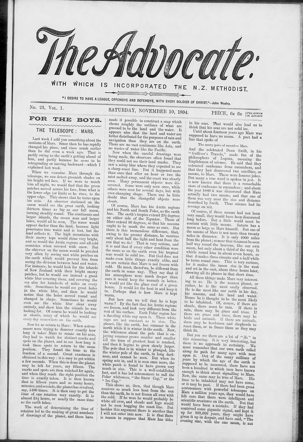 The Advocate: 10th November 1894